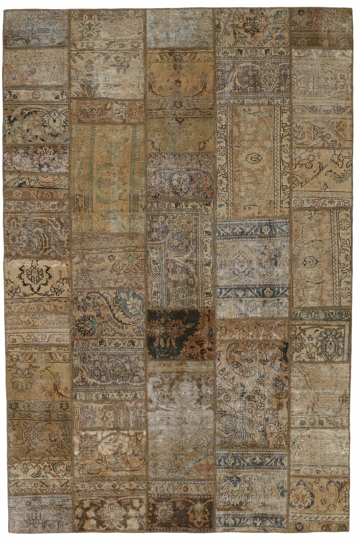 Vintage Royal Patchwork Rugs | Unique Persian Hand-Knotted Antique Rugs202 cm x 307 cm