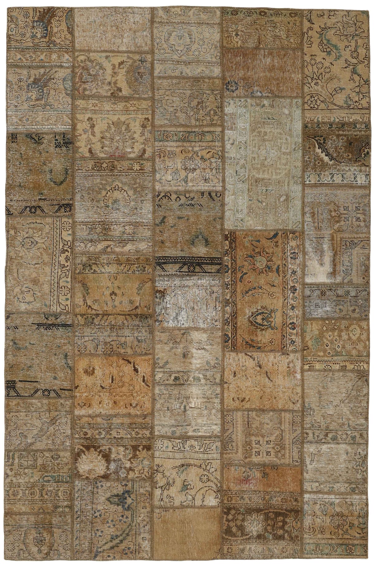 Vintage Royal Patchwork Rugs | Unique Persian Hand-Knotted Antique Rugs201 cm x 305 cm