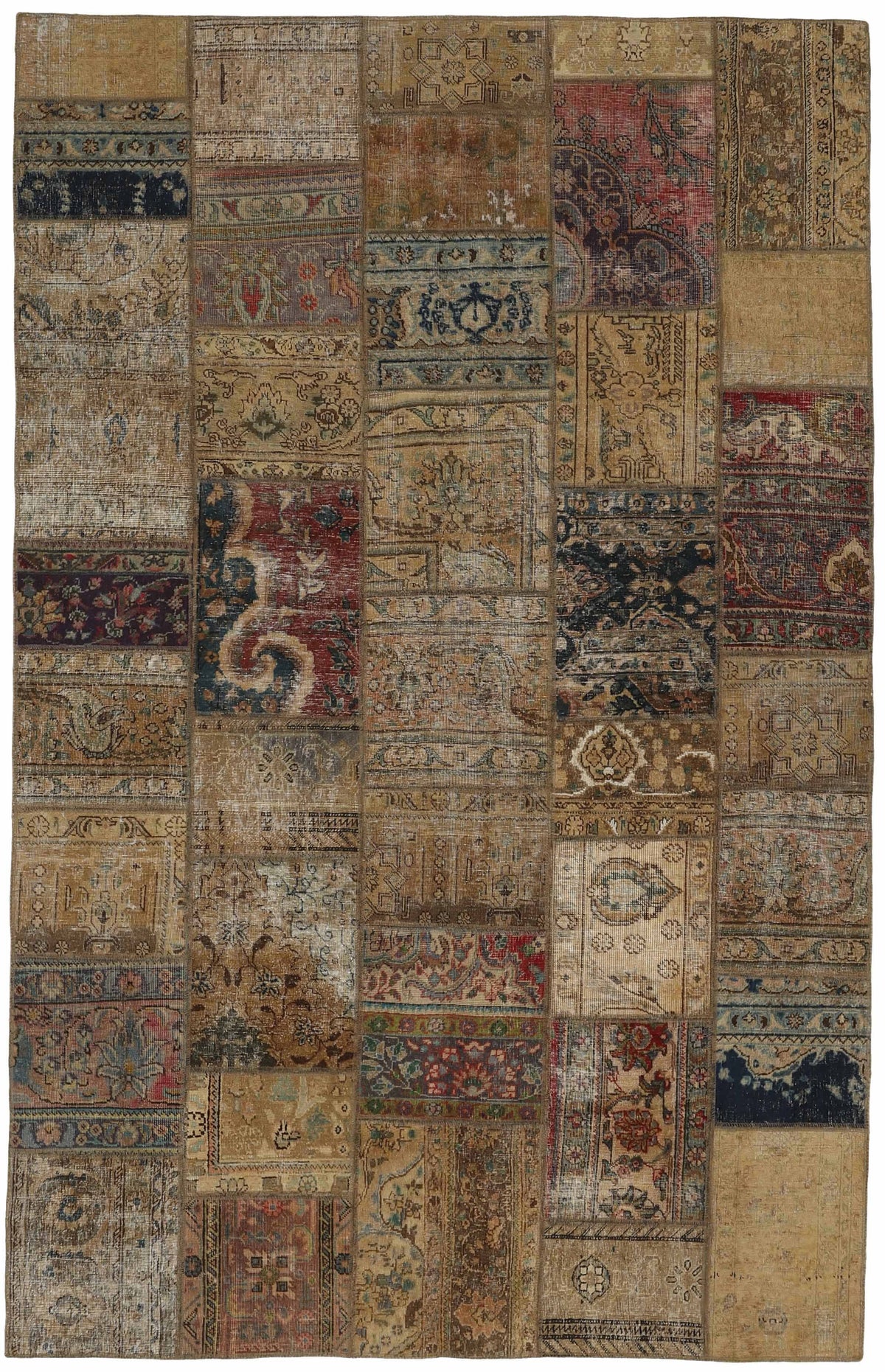 Vintage Royal Patchwork Rugs | Unique Persian Hand-Knotted Antique Rugs197 cm x 311 cm