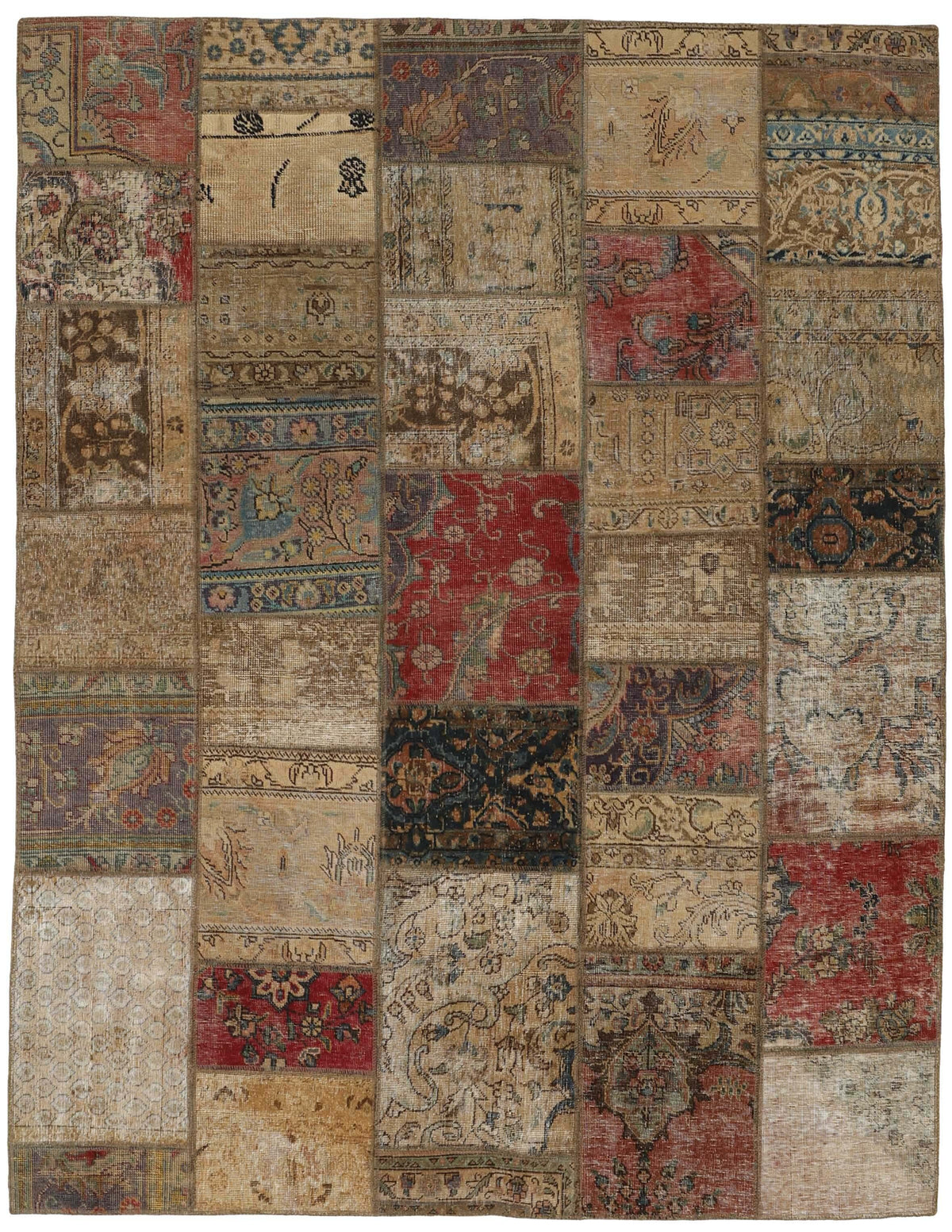 Vintage Royal Patchwork Rugs | Unique Persian Hand-Knotted Antique Rugs197 cm x 254 cm