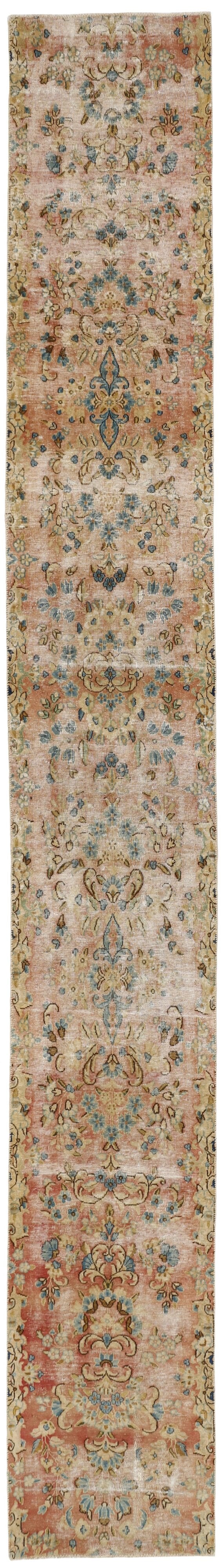 Vintage Kerman Collection: Antique Persian Hand-Knotted Rugs in Recoloured, Stonewashed Finishes65 cm x 497 cm