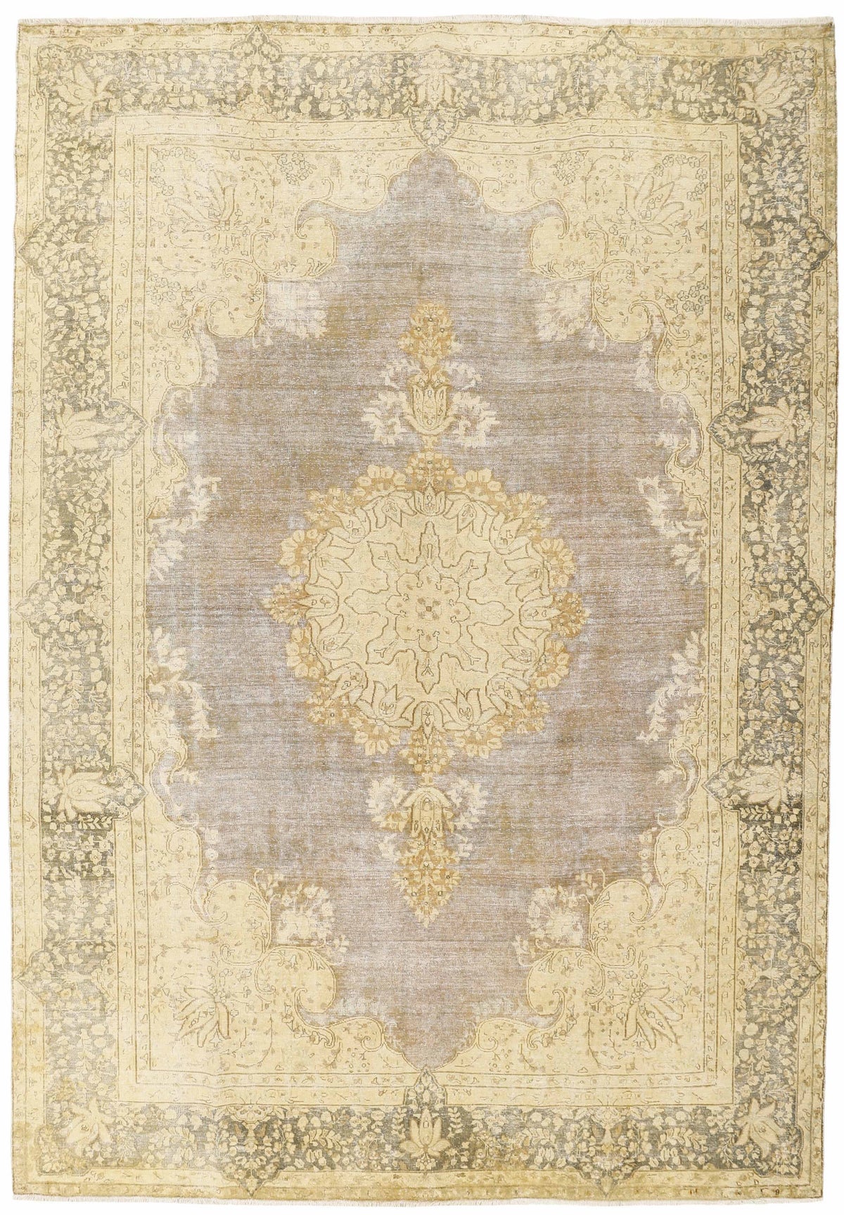 Vintage Kerman Collection: Antique Persian Hand-Knotted Rugs in Recoloured, Stonewashed Finishes224 cm x 319 cm