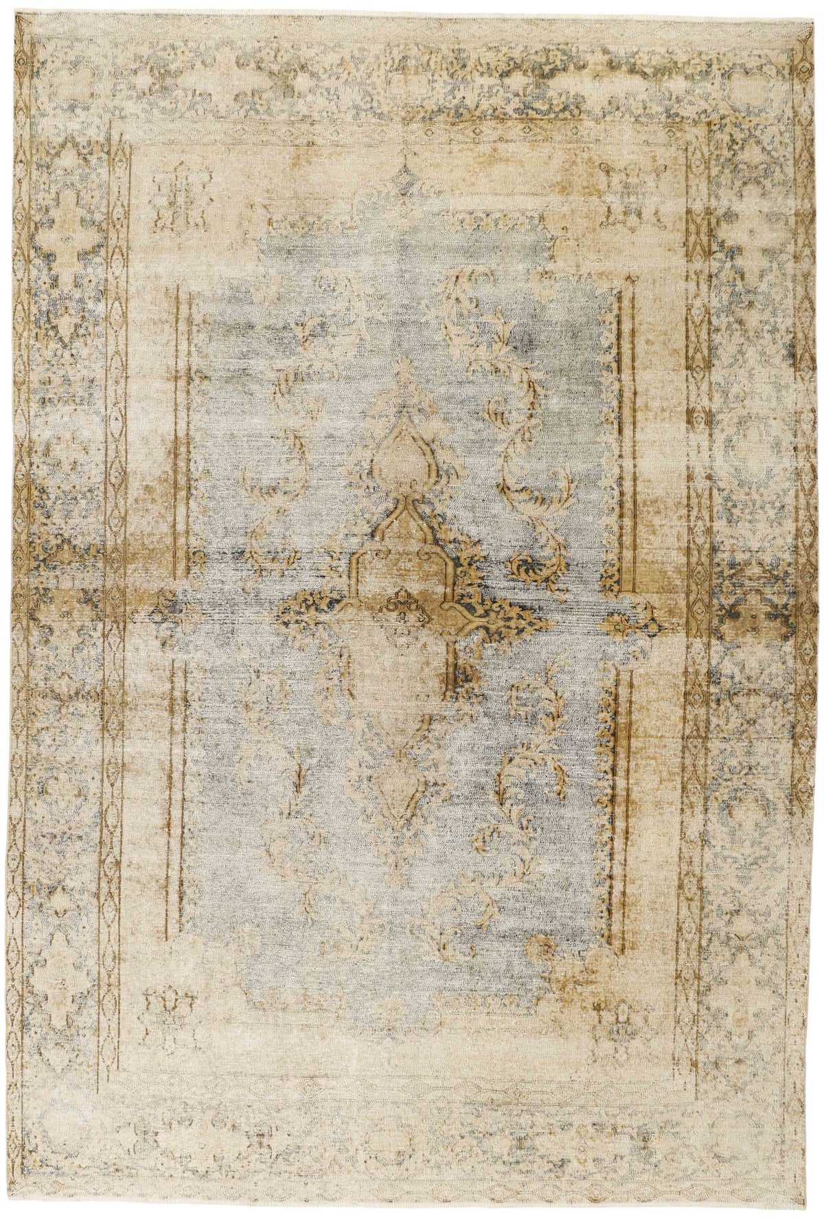 Vintage Kerman Collection: Antique Persian Hand-Knotted Rugs in Recoloured, Stonewashed Finishes242 cm x 362 cm