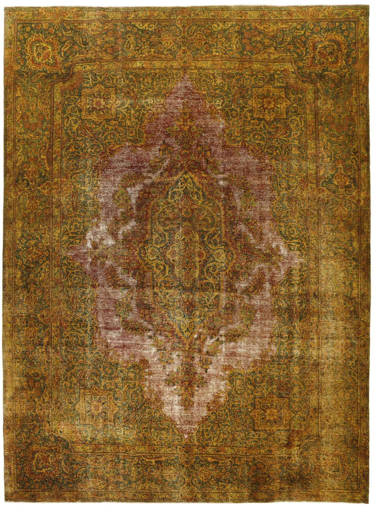 Vintage Kerman Collection: Antique Persian Hand-Knotted Rugs in Recoloured, Stonewashed Finishes296 cm x 409 cm