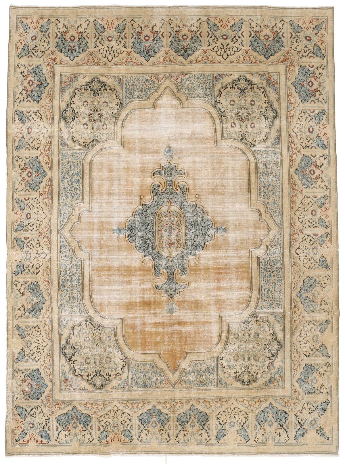 Vintage Royal Collection: Antique Persian Hand-Knotted Rugs in Stonewashed, Recoloured Finishes300 cm x 407 cm