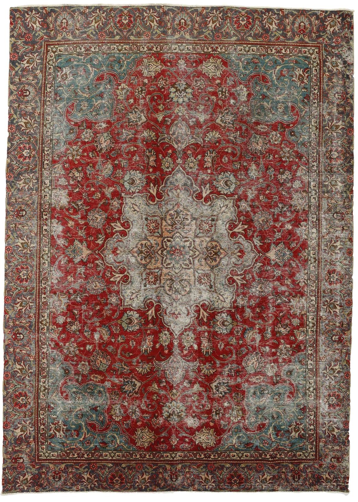 Vintage Royal Collection: Antique Persian Hand-Knotted Rugs in Stonewashed, Recoloured Finishes270 cm x 378 cm