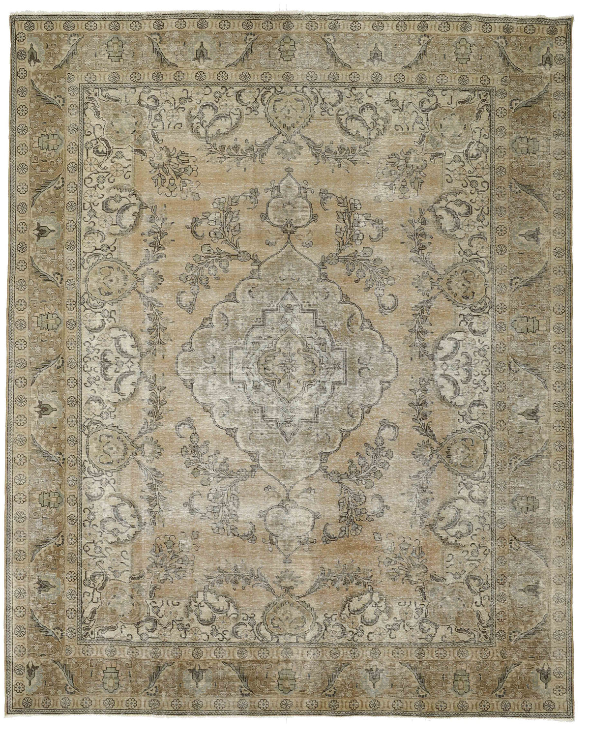 Vintage Royal Collection: Antique Persian Hand-Knotted Rugs in Stonewashed, Recoloured Finishes302 cm x 385 cm