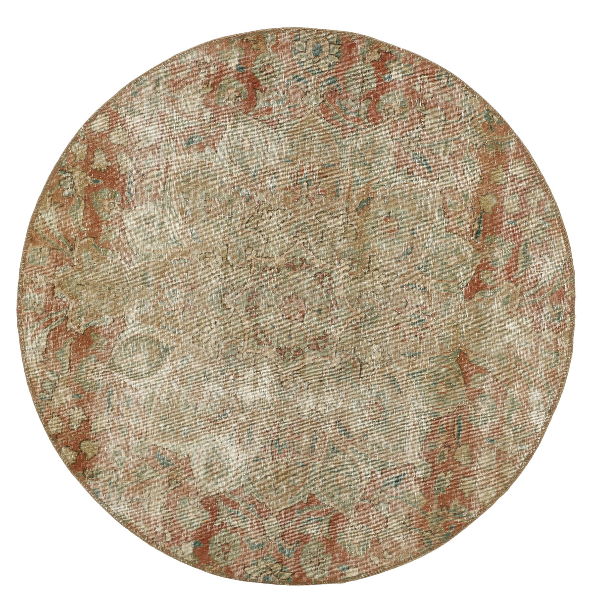 Vintage Royal Collection: Antique Persian Hand-Knotted Rugs in Stonewashed, Recoloured Finishes130 cm x 130 cm