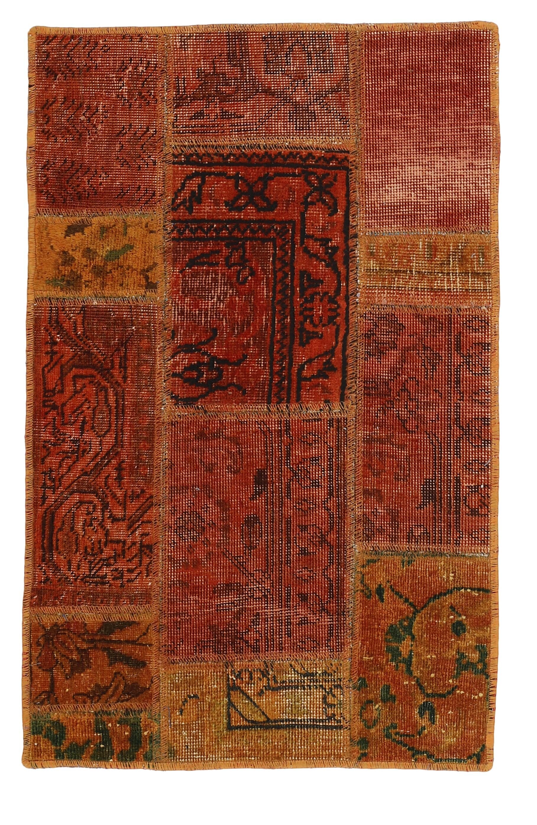 ラグ・カーペット Vintage Dead Stock Fabric Patchwork Rug Vintage Royal Patchwork Rugs | Antique Persian Handcraft60 cm x 90
