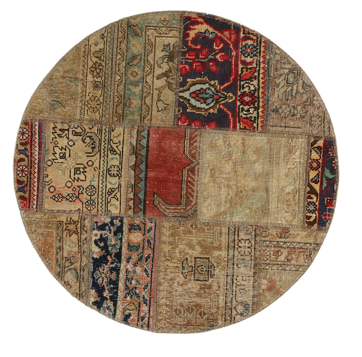 Vintage Royal Patchwork Rugs | Antique Persian Handcraft100 cm x 100 cm