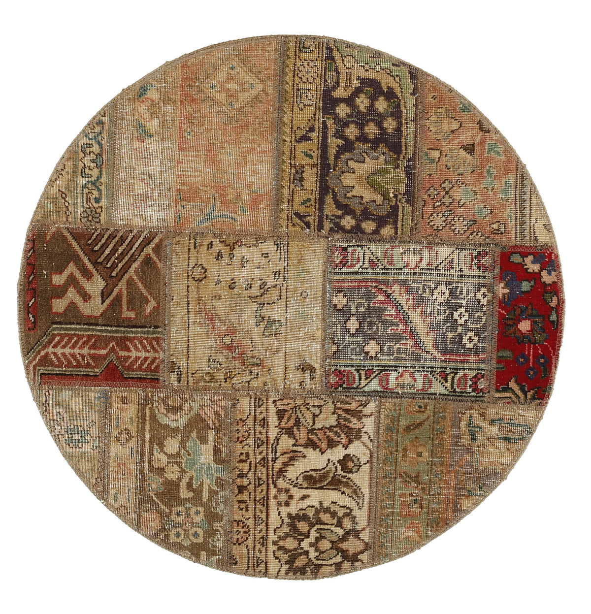 Vintage Royal Patchwork Rugs | Antique Persian Handcraft100 cm x 100 cm