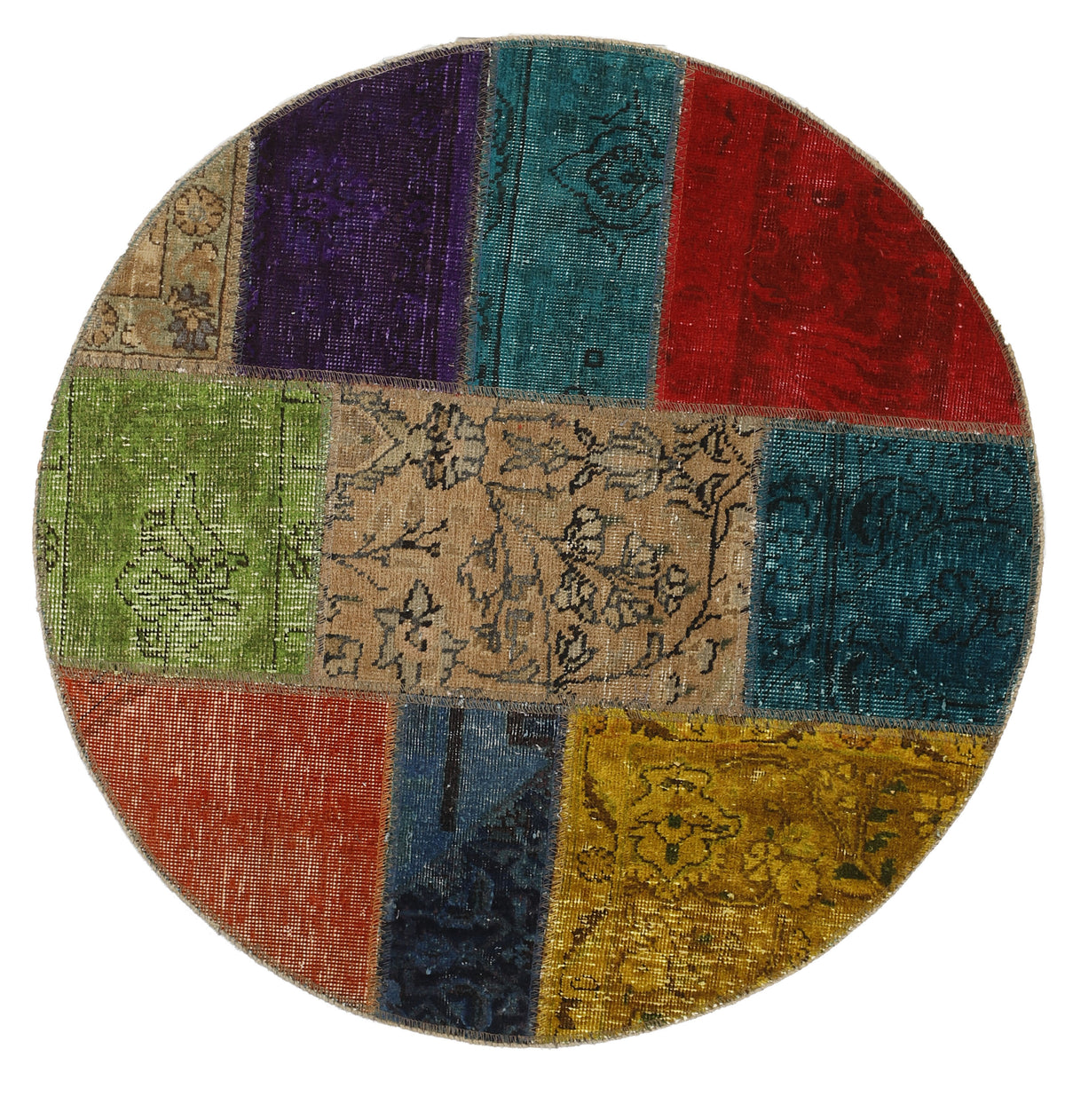 Vintage Royal Patchwork Rugs | Antique Persian Handcraft100 cm x 100 cm