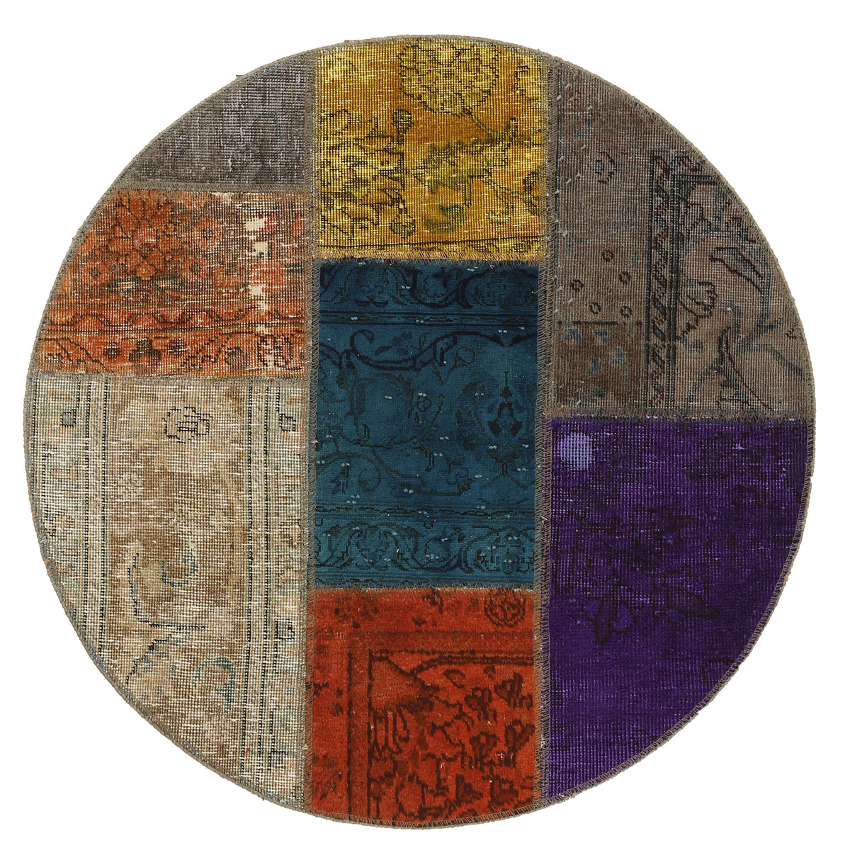 Vintage Royal Patchwork Rugs | Antique Persian Handcraft100 cm x 100 cm