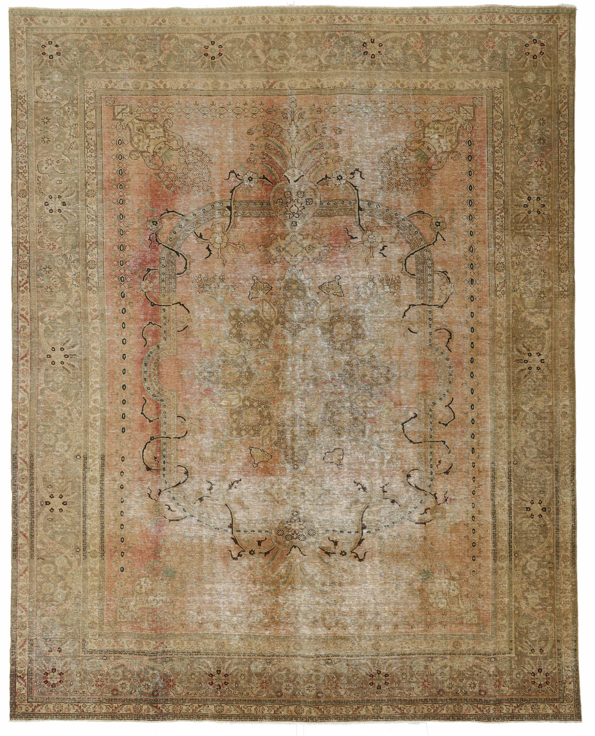 Vintage Royal Collection: Antique Persian Hand-Knotted Rugs in Stonewashed, Recoloured Finishes302 cm x 381 cm