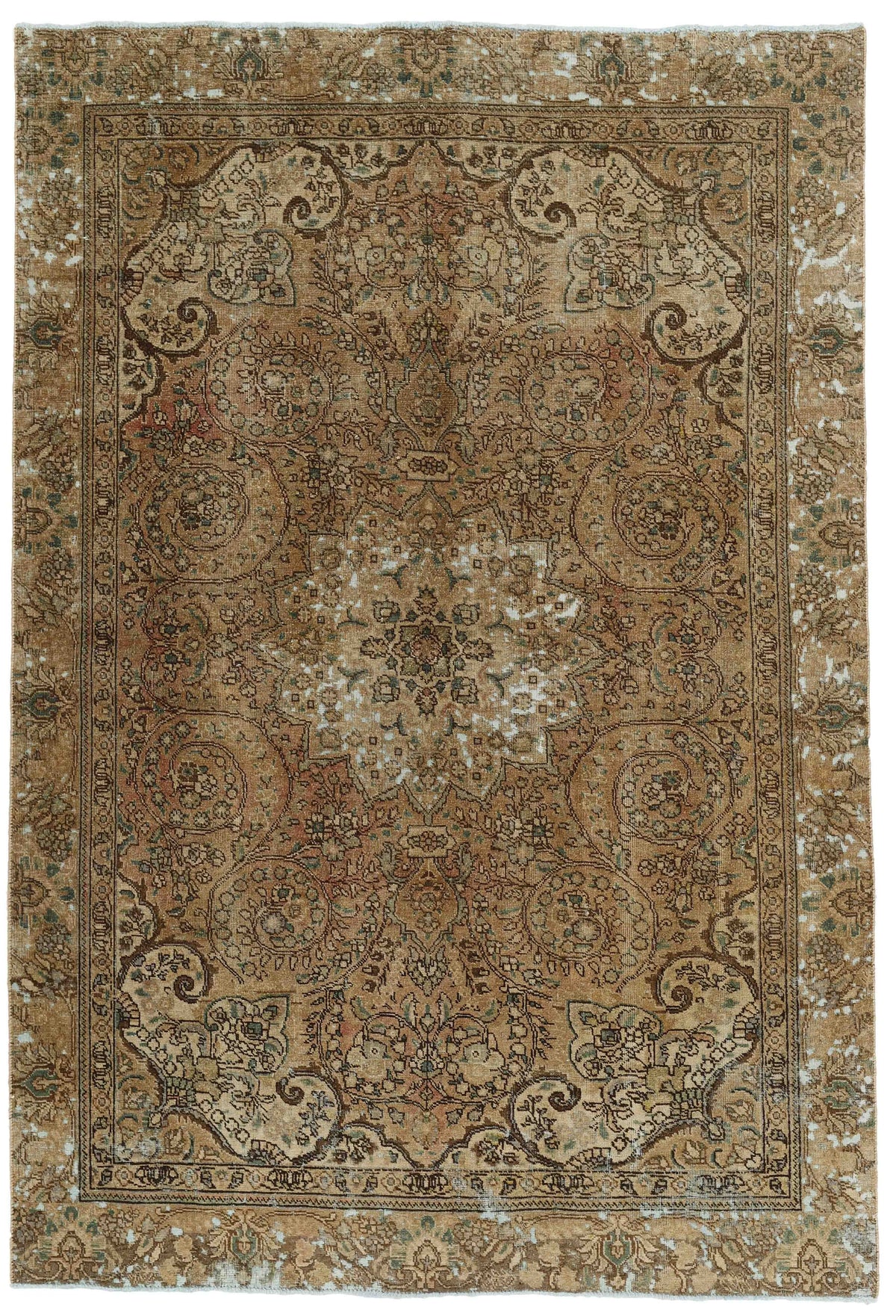 Vintage Royal Collection: Antique Persian Hand-Knotted Rugs in Stonewashed, Recoloured Finishes187 cm x 273 cm