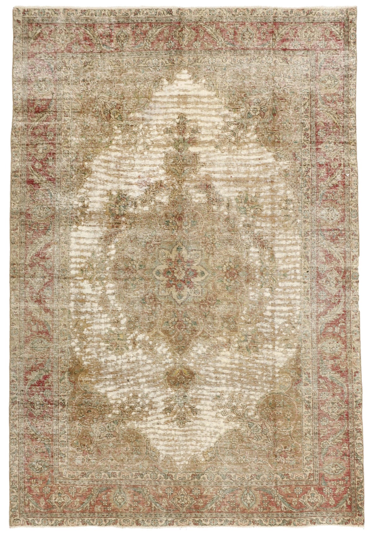 Vintage Royal Collection: Antique Persian Hand-Knotted Rugs in Stonewashed, Recoloured Finishes213 cm x 314 cm