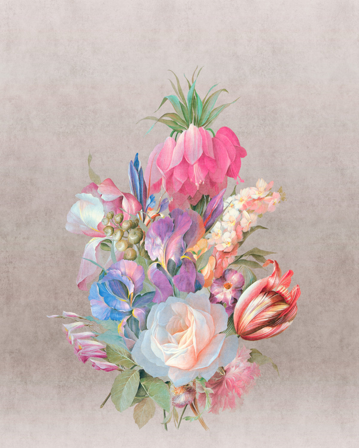 Pink  Bold Floral Bouquet Wallpaper RM2088