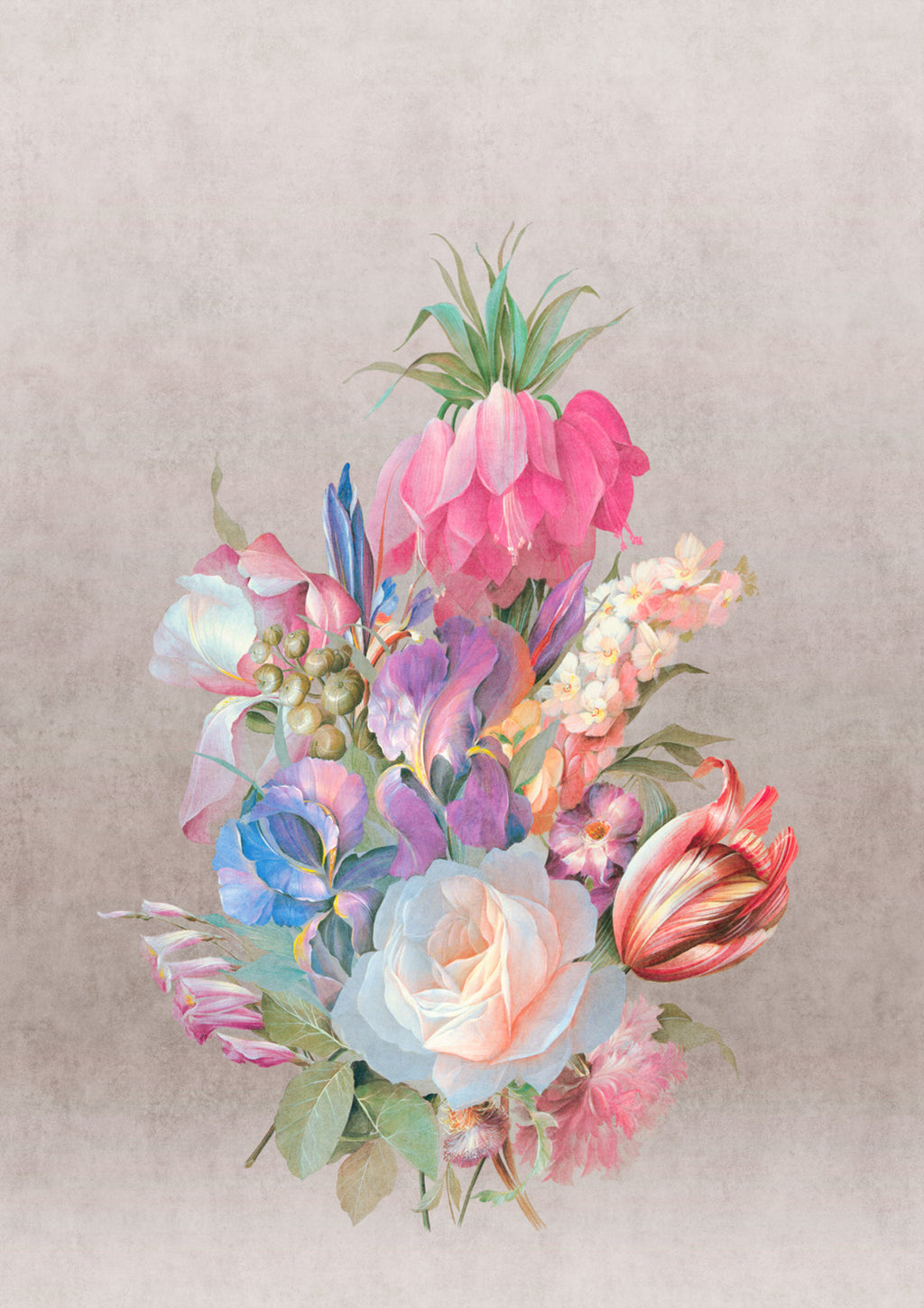 Pink  Bold Floral Bouquet Wallpaper RM2089