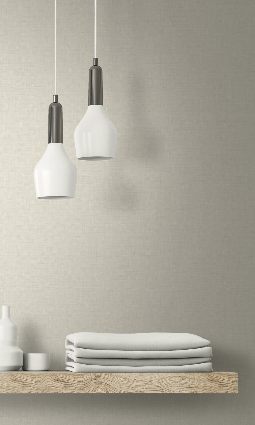 Alabaster Plain Denim Like Textured Wallpaper R8524