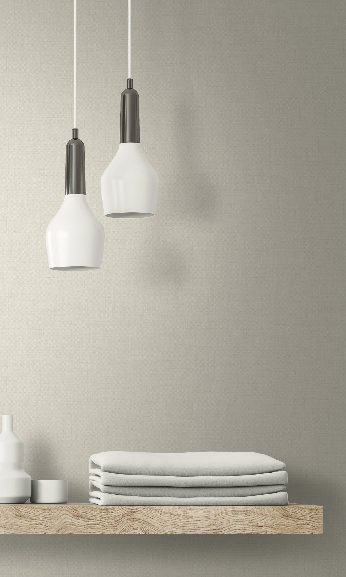 Alabaster Plain Denim Like Textured Wallpaper R8524