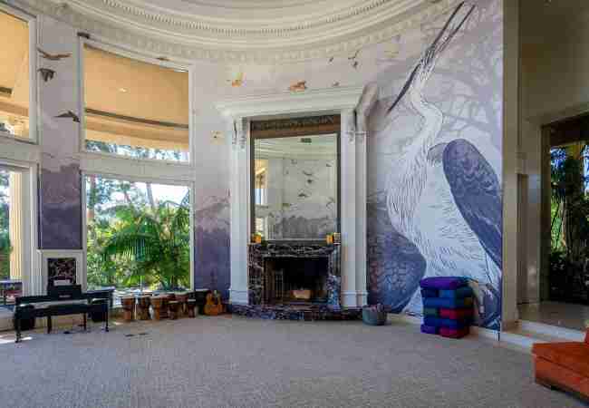 Custom mural wallpaper in a living room