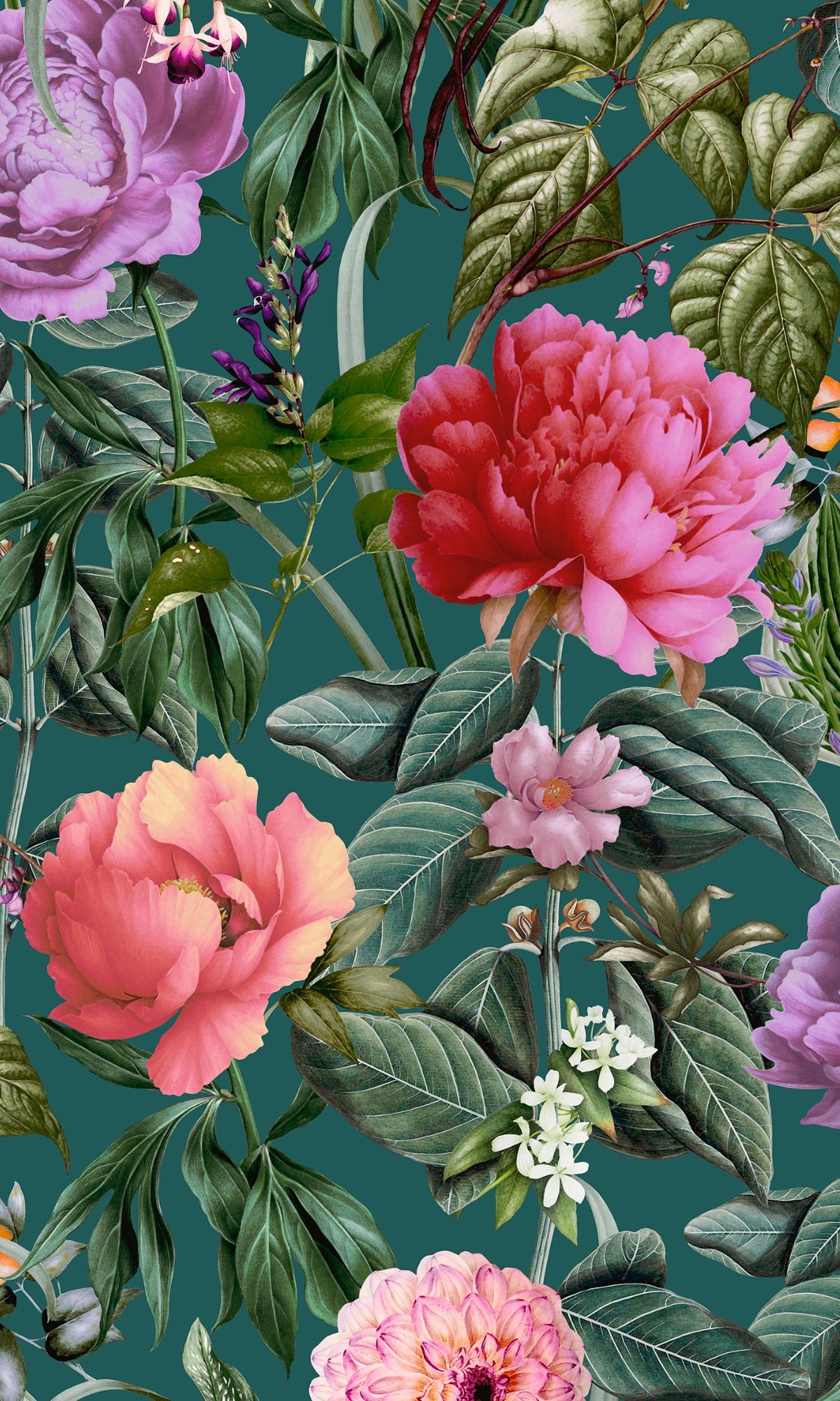Aqua Botanical Paradise Floral Wallpaper R9013