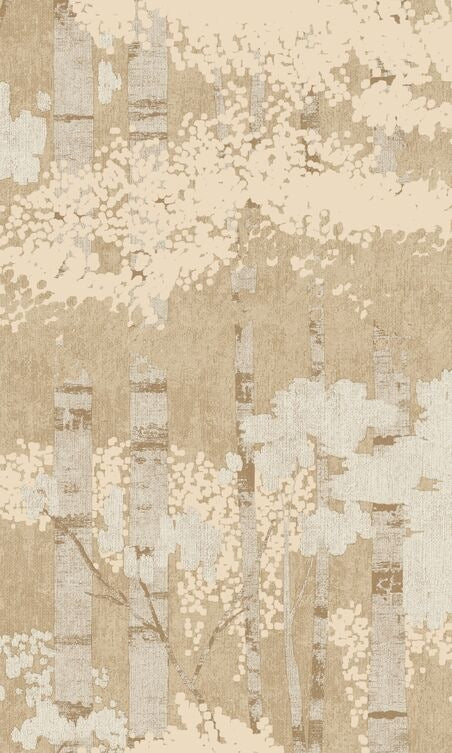 Beige Forest Look Metallic Tropical Wallpaper R8880