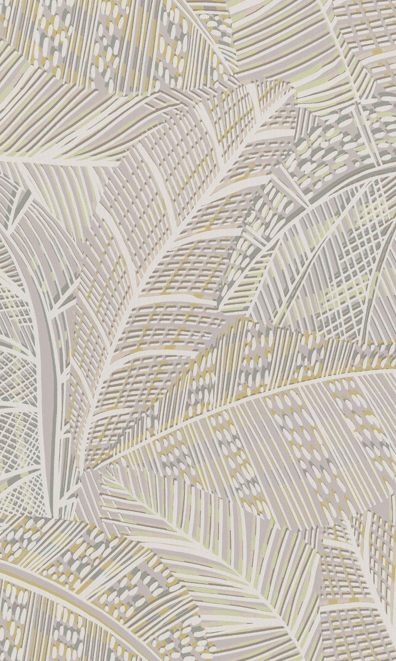 Beige Funky Leaves Botanical Wallpaper R8562