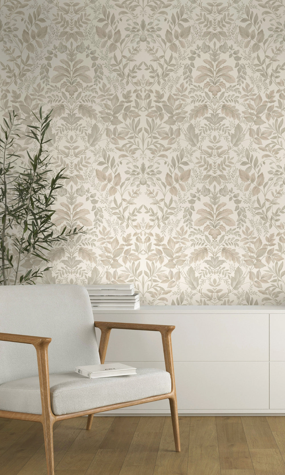 Beige Lush Overgrown Botanical Wallpaper R8821