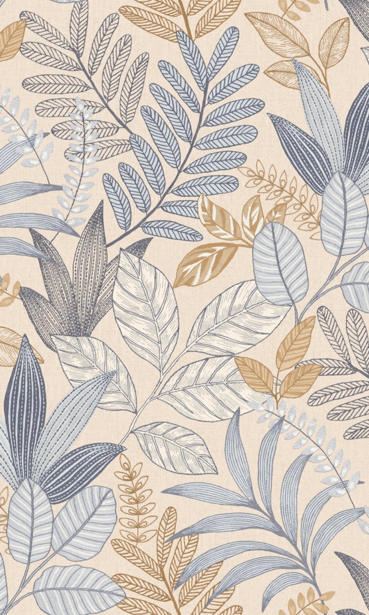 Beige Minimalist Leaves Tropical Wallpaper R9058
