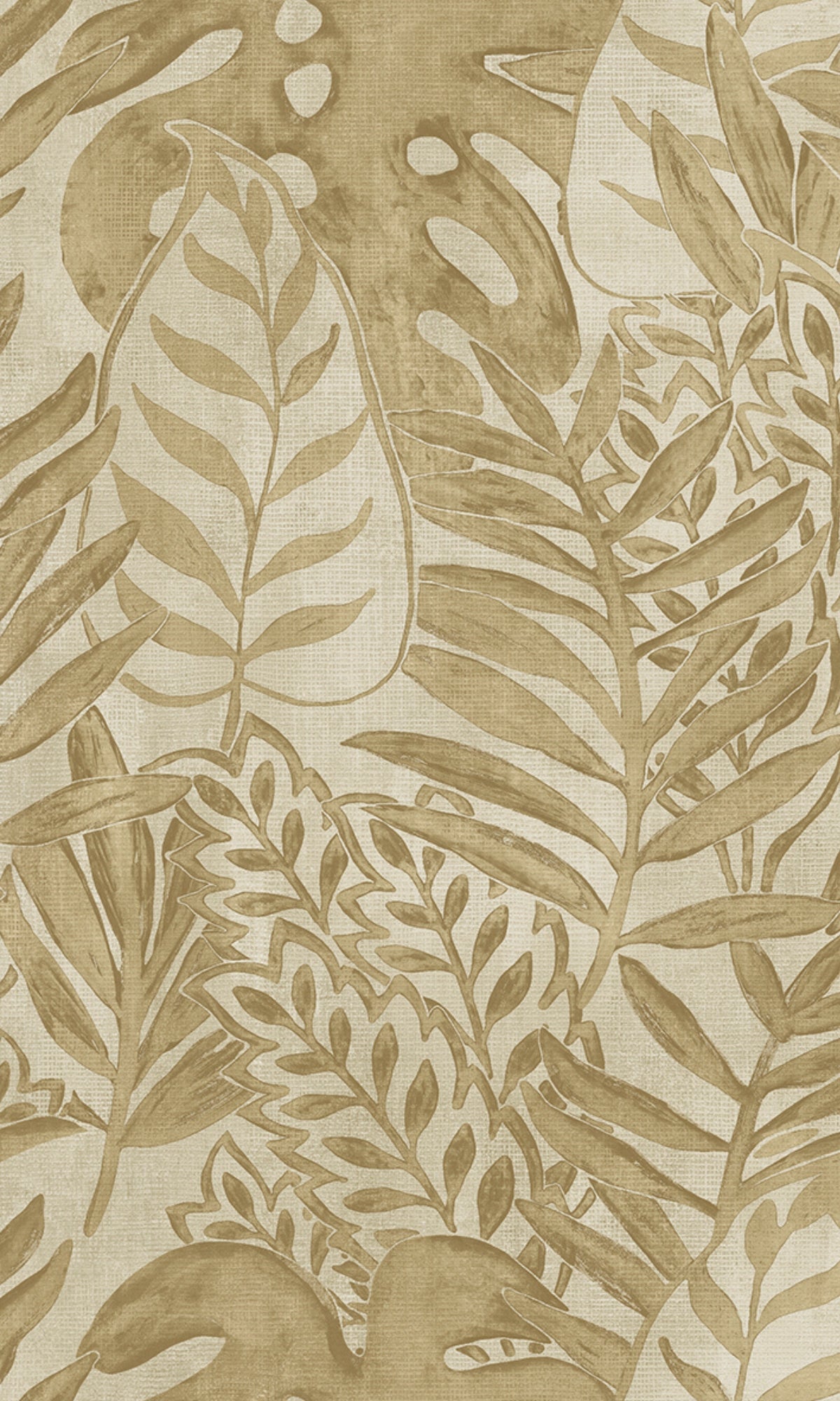 Beige Printed Leaves Tropical Wallpaper R8240
