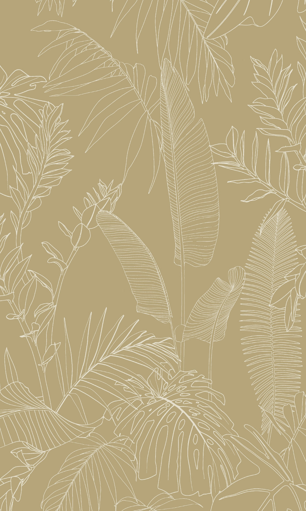Beige Printed Tropical Leaves Botanical Wallpaper R9293