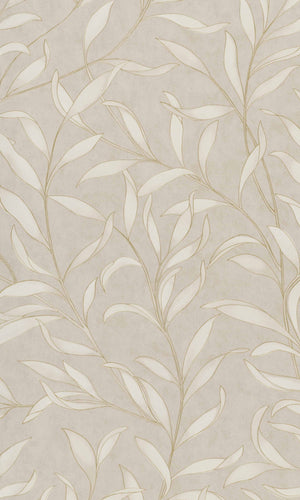 Beige Twigs Leaves Floral Wallpaper R8570