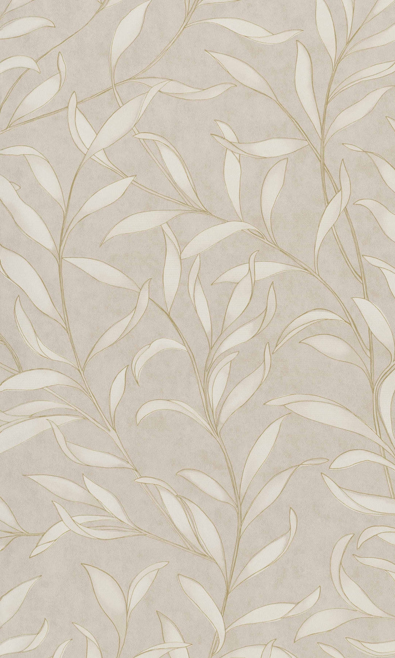 Beige Twigs Leaves Floral Wallpaper R8570