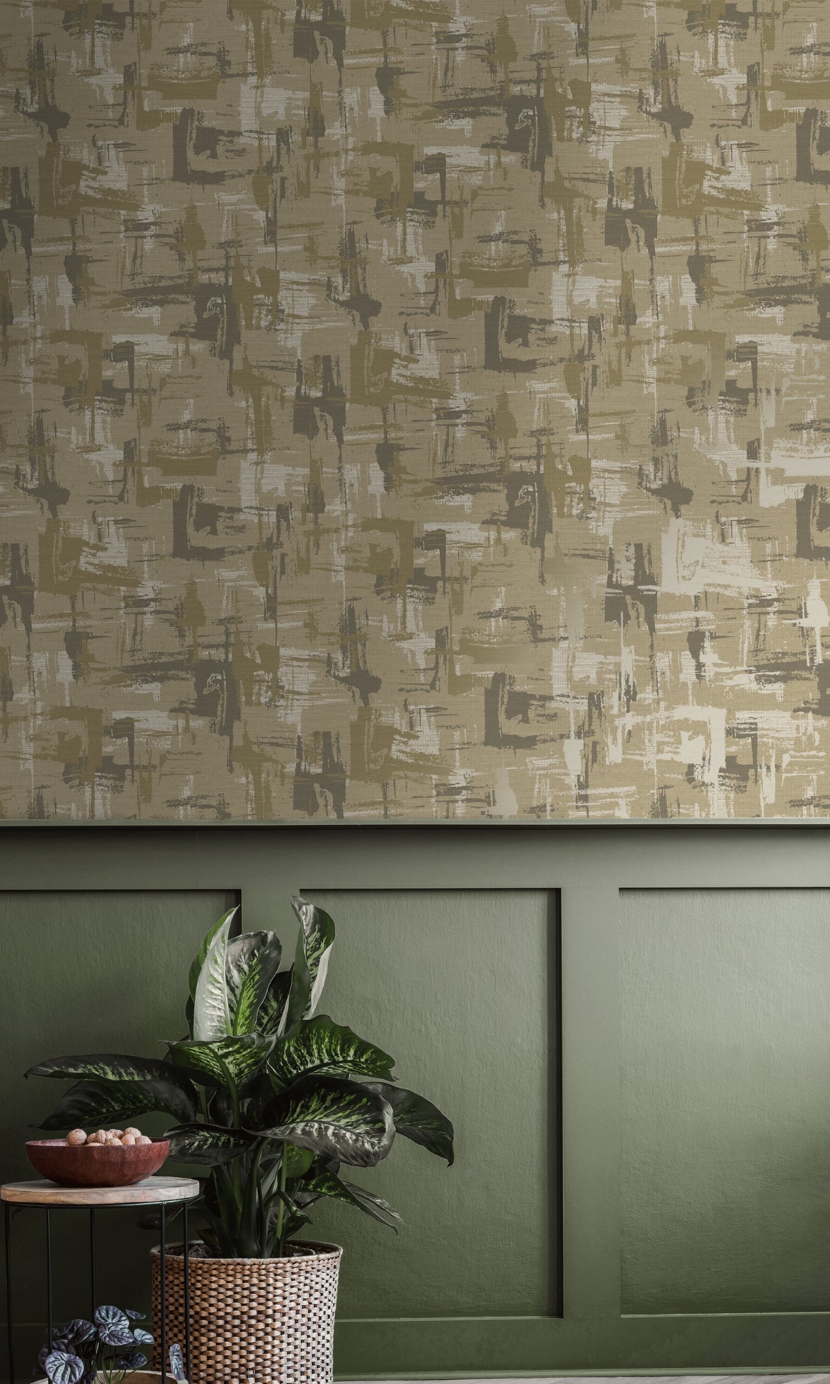 Beige Weathered Surface Abstract Geometric Wallpaper R8780
