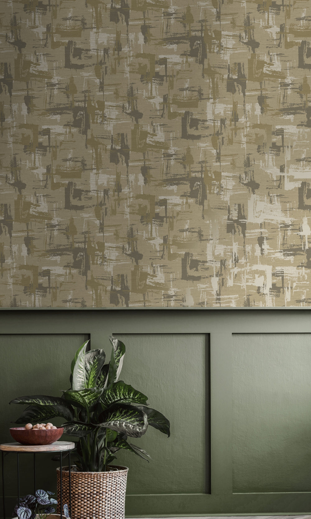 Beige Weathered Surface Abstract Geometric Wallpaper R8780