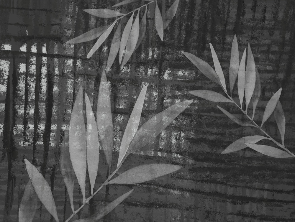 Black And White Black and with leaves on Metal Wall Mural M1321