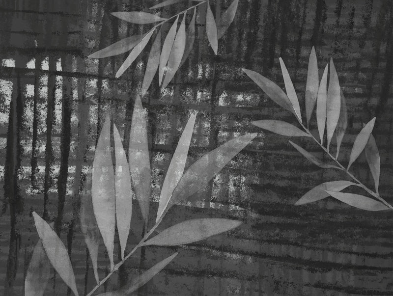 Black And White Black and with leaves on Metal Mural Wallpaper M1321