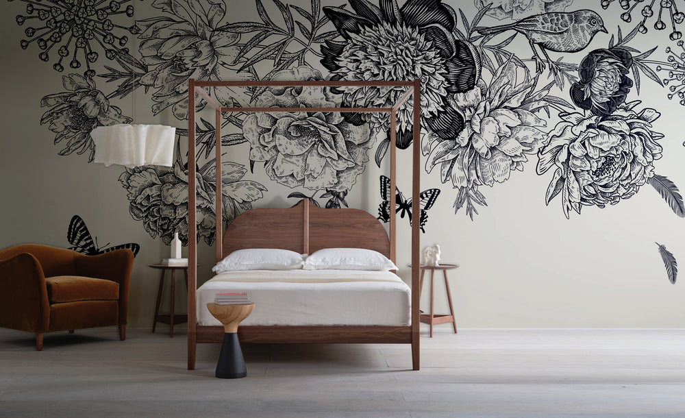 Black And White Butterflies Dance Wall Mural M1166