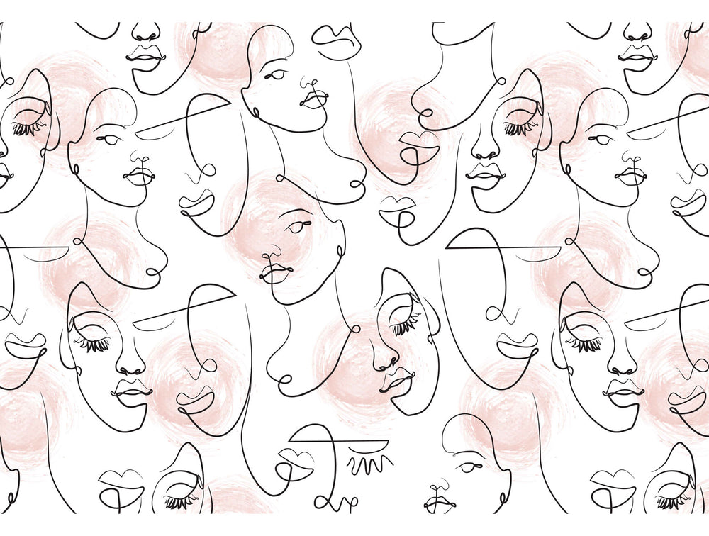 Black And White Faces Wall Mural M1382