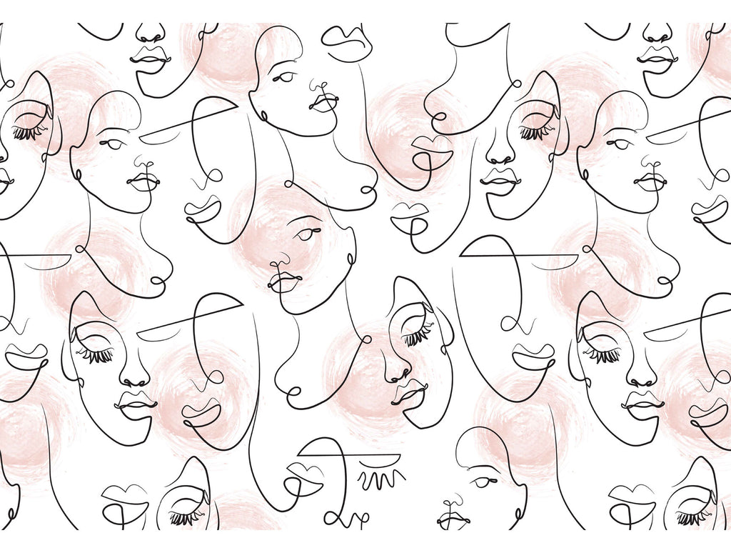 Black And White Faces Mural Wallpaper M1382
