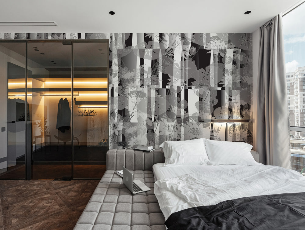 Black And White Geometric Wall Mural M1333