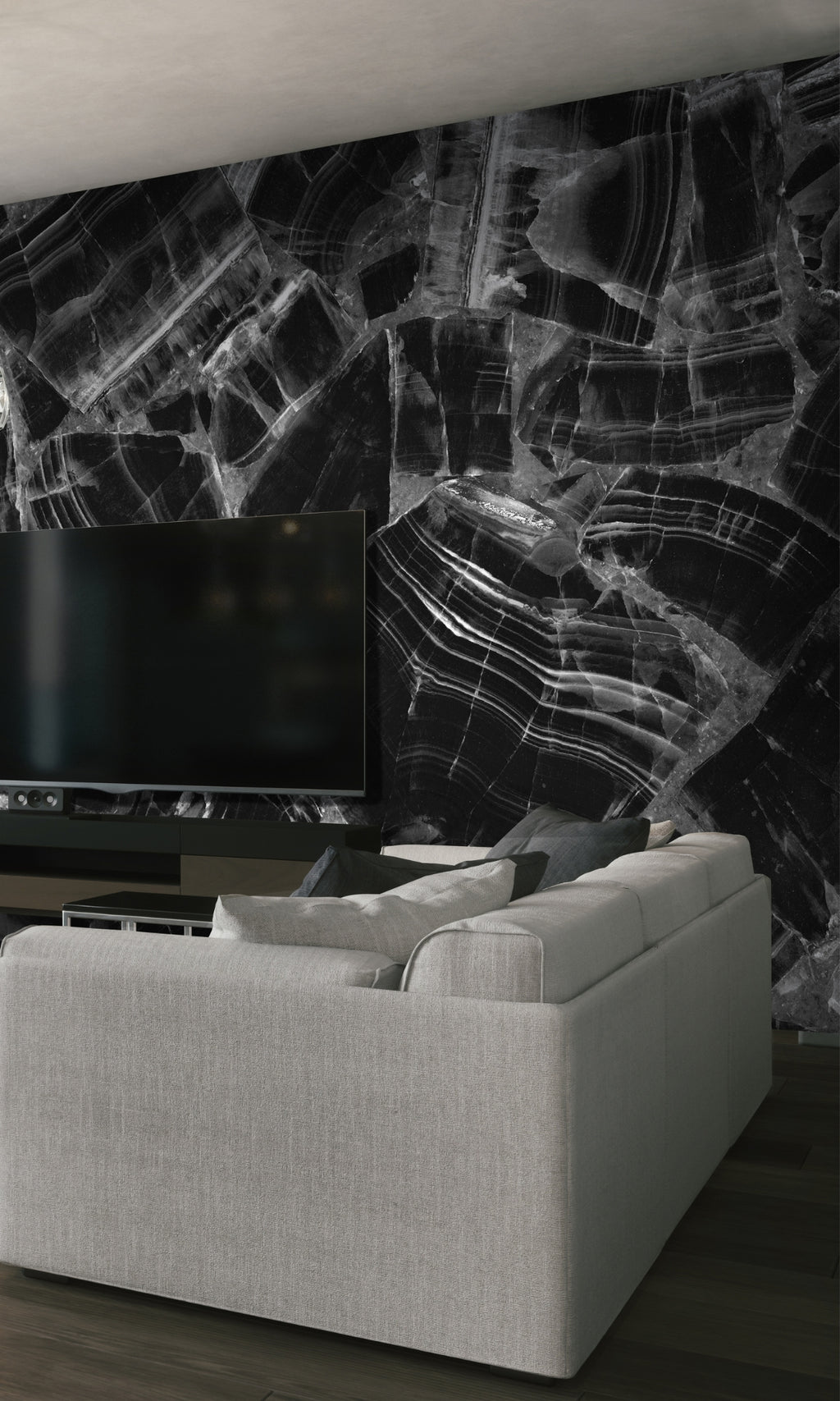 Black And White Marble Texture Mural Wallpaper M1377