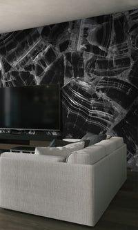 Black And White Marble Texture Mural Wallpaper M1377