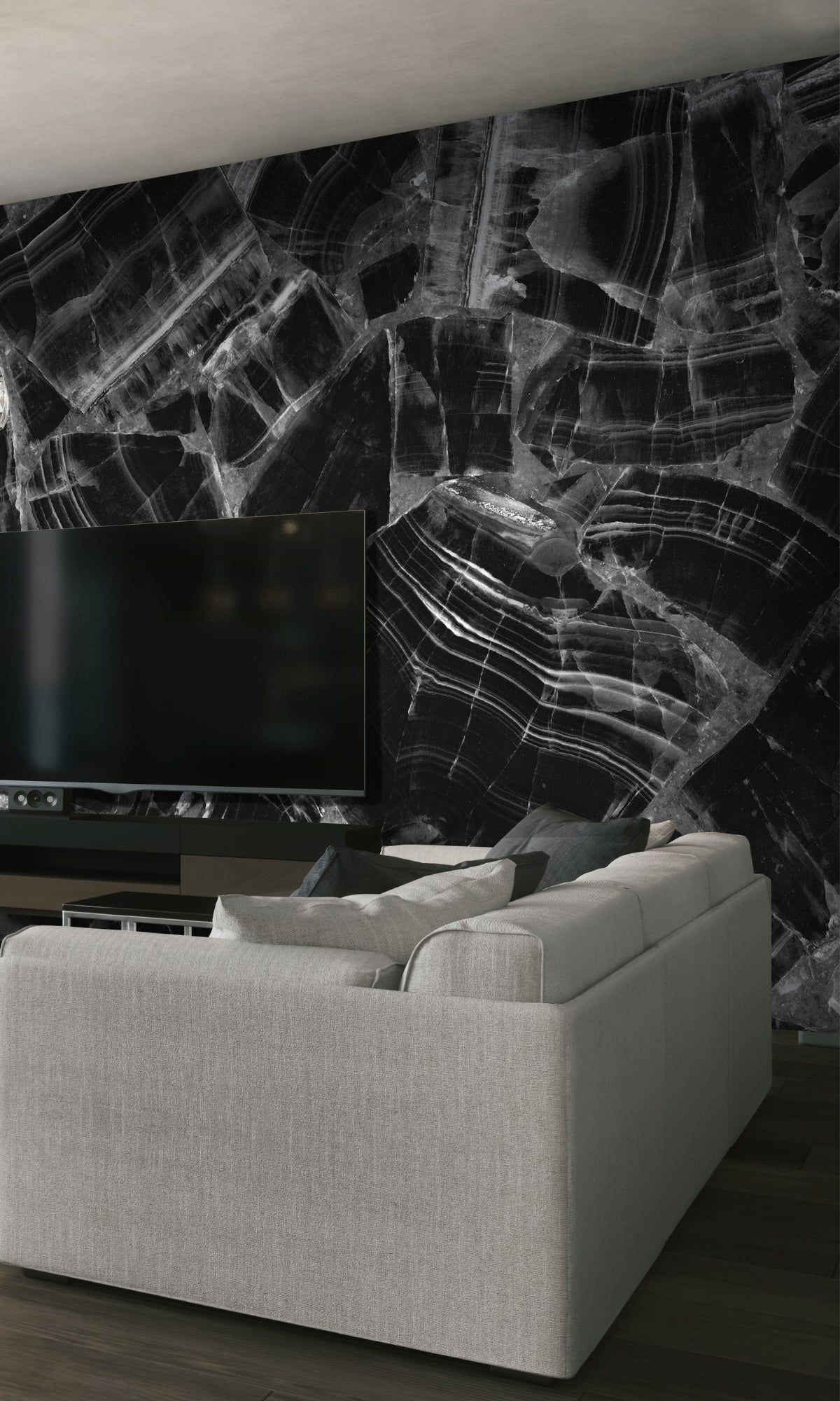Black And White Marble Texture Mural Wallpaper M1377-Sample