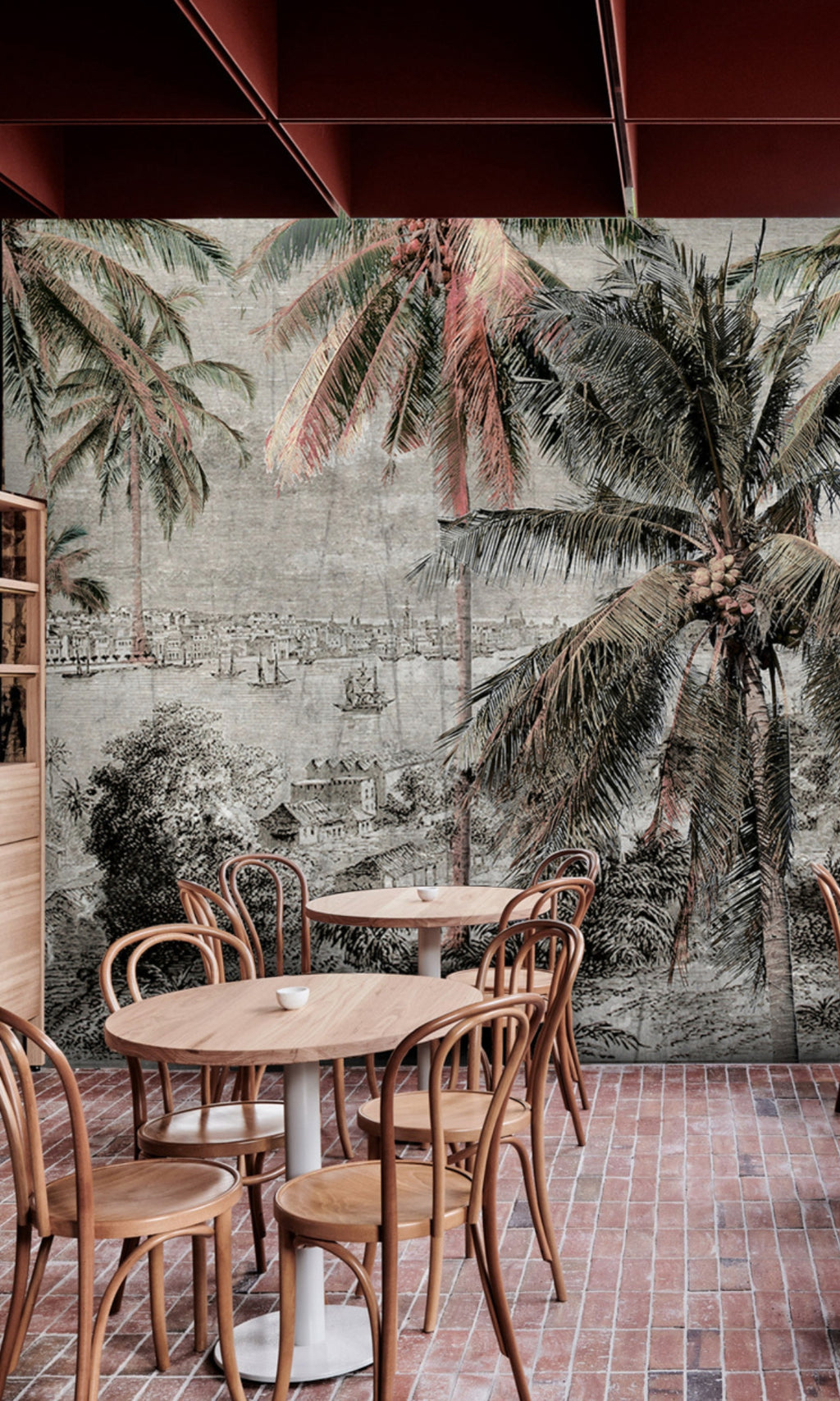Black And White Palms of the port City Wall Mural M1178 by Arezzo Design