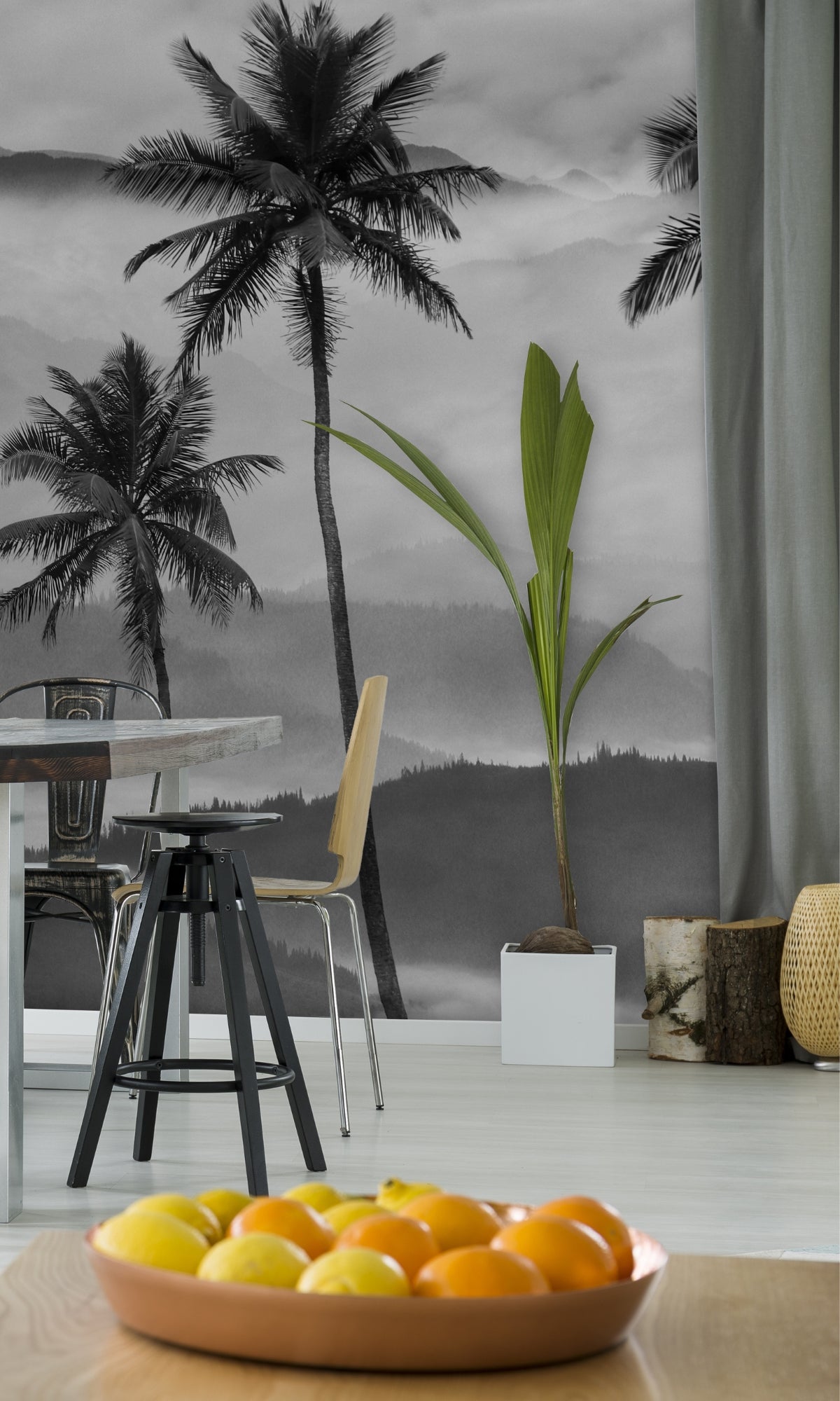 Black And White Tropical Trees Mural Wallpaper M1263 Walls Republic US