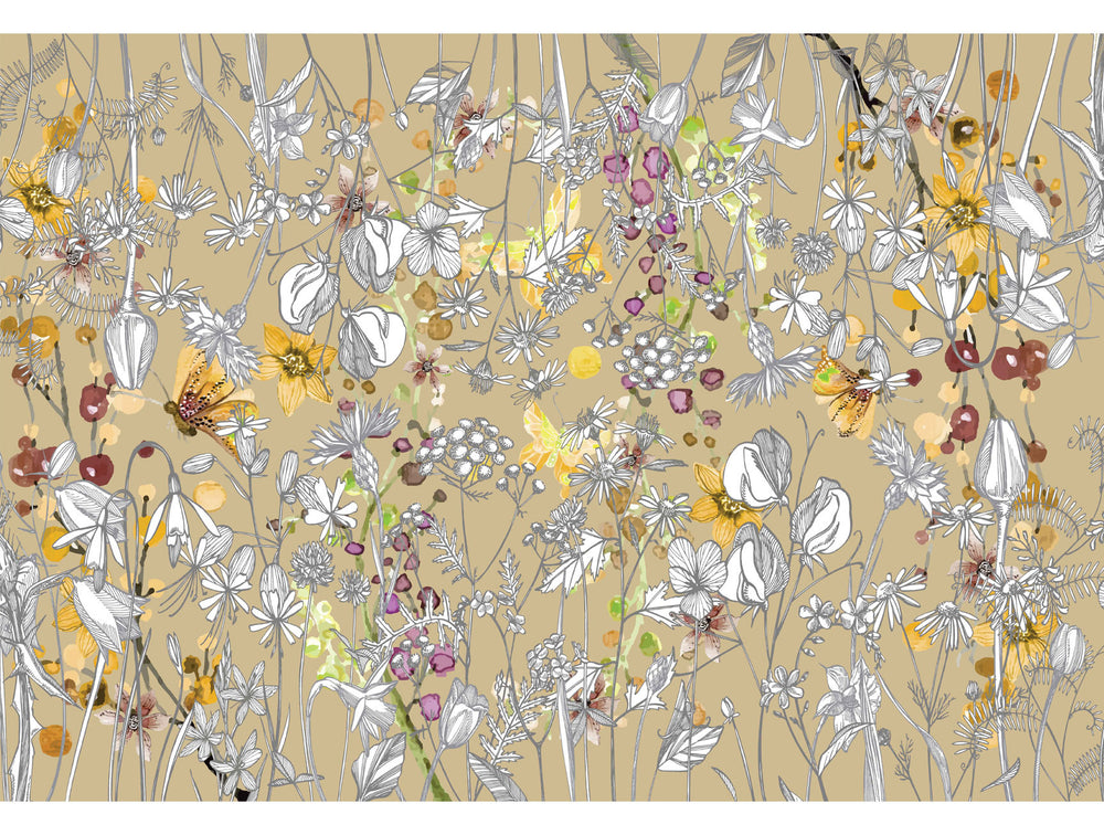 Black And White Vintage Herbs Wall Mural M1426