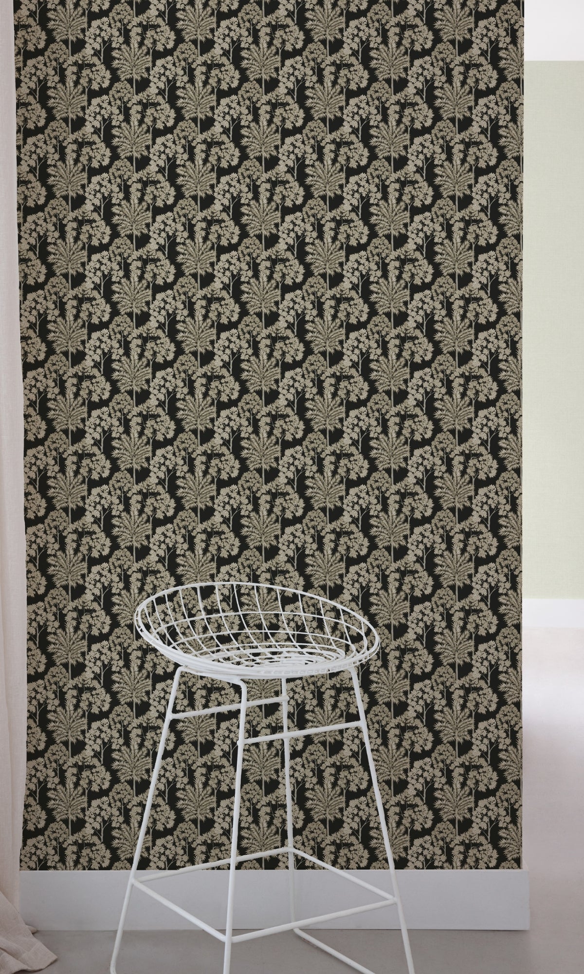 Black Palm Forest Tropical Wallpaper R9238