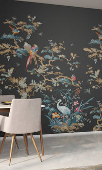 Black  Stork & Exotic Birds Tropical Wallpaper RM2098